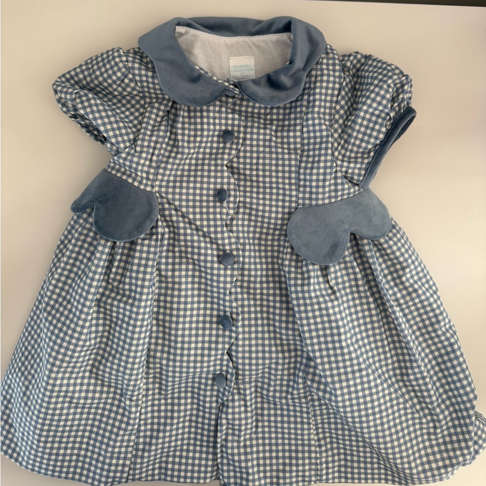 Edgehill Collection Blue Gingham Peter Collar Dress
